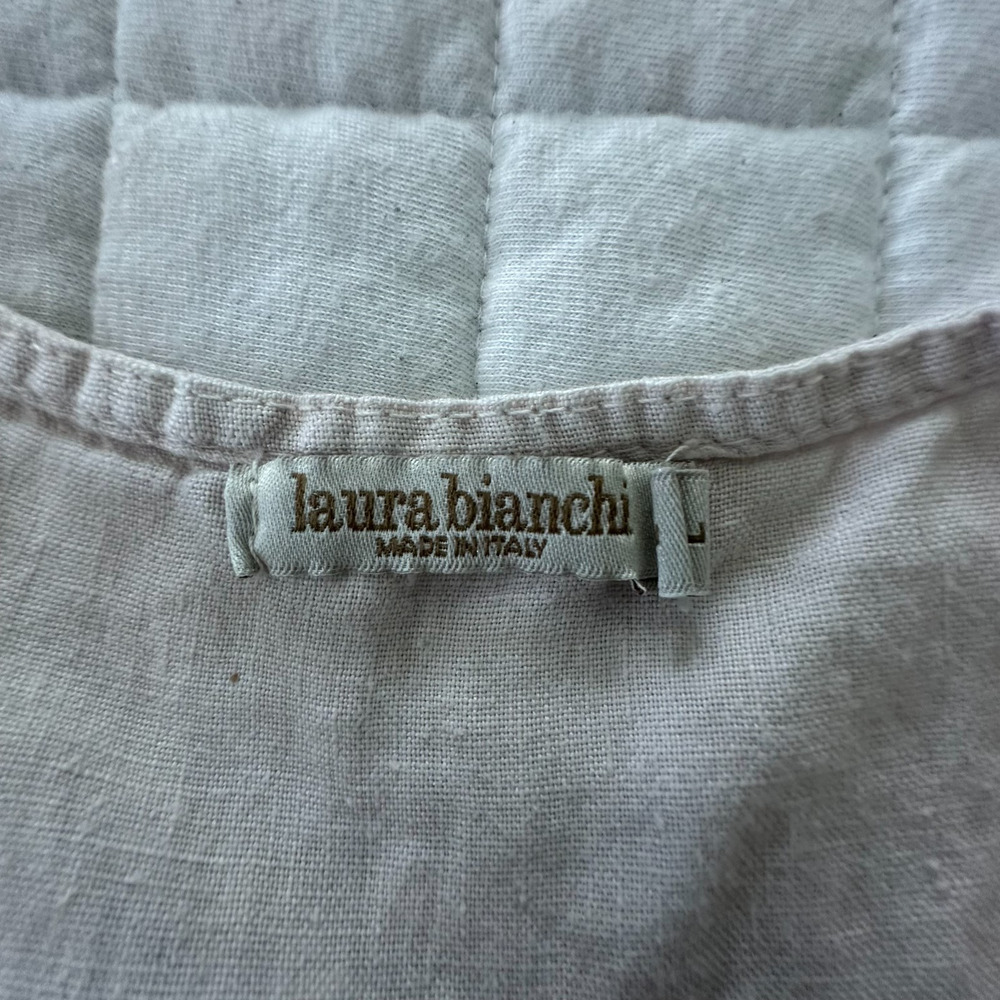 Laura Bianchi Top Womens Large Off White Beige Linen Sleeveless Coastal Italy - Picture 5 of 8